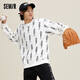 Semir sweatshirt men's loose round neck comfortable fleece winter Korean style off-shoulder fashion all-over printed top trendy white and black tone 0319 160/80A/XS