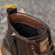 Jeep Chelsea Boots Jeep British Style Martin Boots Mid-High Top Boots de cuero Botas de cuero anti-Ciudad al aire libre Zapatos de cuero casuales Brown 41