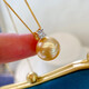 Ya Ge 12-13mm foreign gold bead pendant, perfect round, strong light and slight imperfections, 18K inlaid with diamonds, a gift for mother or lover, with