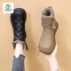 Woodpecker women's shoes women's genuine leather snow boots women's 2025 new autumn and winter plus velvet warm mother cotton shoes short boots women's black 37