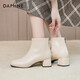 Daphne Martin Boots Herbst und Winter Single Stiefel Französisch modische Kurzstiefel Frauen Weiß plus Samt Stiefel Frauen ungenau