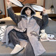 
Blue Road Feng Men's Pajamas Autumn and Winter Coral Velvet Plus Fleece Thickened Teenagers Winter Hooded Large Size Sleeve Home Suit Set 9901 Chinchilla [Sleeve Gown + Pants] Men's L (110-130)