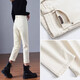 QINGRAN'ER Jeans rectos para mujeres en 2023 Nuevo estilo de primavera y otoño, delgados pantalones de cigarrillo de color beige de caqui delgado 13588 pantalones de color caqui más terciopelo 26