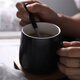 Dining General Ceramic Mug with Spoon and Cover Coffee Cup Martin Cup Couple Cup Milk Cup Breakfast Cup Black