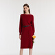 Gloria New Year's red dress red new slimming temperament one-line collar knitted dress 1C1C4G2N0 53R pepper red S