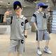 Flowers are Hello Summer Summer Fashion, Summer Thin Style, Medium-Large Boy Short Sleeve Mu Mu-826C Character Gray 150 Recommended height about 145 cm