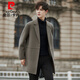 Pier Cardin high-end light luxury double-sided wool woolen coat for men's spring and autumn thickened wool woolen coat for men's windbreaker medium length gray-green XL weight 145-160 Jin [Jin equals 0.5 kg]