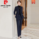 Pierre Cardin premium blazer women's autumn and winter style commuting professional suit slim woolen suit workplace business formal wear navy blue suit + pants M