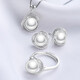 Qiongruige Freshwater Pearl Necklace Women's Set Pendant Single Clavicle Chain Ring Earrings Mother's Birthday 520 Gift Pendant + Ring + Earrings Three-piece Set