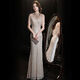 Cooles Huke Abendkleid für Frauen 2022 Neues High-End-Temperament Slim Aura Queen Fishtail Abendkleid für Frauen 2022 Nischenchampagner Langstil L.