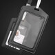 Hengse Working Card Certificate Card Case and Badge Customized Horizontal Version Genuine Leather Industrial Brand Label Label Label Label Label Access Card Certificate Set L702 Black + Lanyard (Double-sided Transparent)