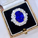 Yuxi 6.15 carat natural sapphire ring, oval ring, 18k gold set with diamonds
