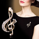 Ancient music note brooch, high-end women's light luxury corsage, exquisite niche pin fixed buckle, suit coat, scarf buckle X157 golden note brooch