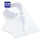 ROMON short-sleeved shirt for young men solid color lapel workwear summer casual professional formal wear white + light blue [2 pieces] 41 [size is too small, it is recommended to go up one size]