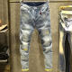 
Zhidou Dou light-colored nine-point jeans men's slim elastic small feet pants men's Korean style fashion brand beggar ripped thin style 9767 28