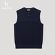 HAZZYS Men's Autumn Men's Sweater Versatile Vest Bottoming Wool Vest Men ABYZD0ACX48 Navy Blue NV M (170/92A 46)