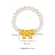 Chao Acer Bow Gold Pearl Ring Women's Pure Gold Freshwater Pearl Women's Ring Bracelet Birthday Gift Size 9-13 Elastic