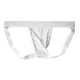 Men's ice silk double thong sexy transparent thong underwear exposed hips and empty briefs fat bear plus fat plus size White XL recommended 85-100 Jin [Jin equals 0.5 kg]