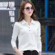 KUFANXI brand original lapel long-sleeved T-shirt for women autumn and winter bottoming slim shirt plus velvet thickening Korean style versatile top bottoming shirt off-white M