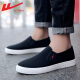 Reli Canvas Schuhe Herren leichte Sommer niedrige Top Ein Fuß alte Peking -Stoffschuhe Freizeitschuhe Herrenbrettschuhe Doudou Lazy Schuhe Schwarz HL6249 42