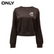 Nur modische vielseitige Buchstaben losen kurzer runder Hals Langarm Sweatshirt für Frauen 12349S033 E11 Dark Night Black After Dark S (160) 80A