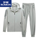 ROMON Ice Silk Fishing Suit Men's Summer Thin Breathable Elastic Sun Protection Clothing Casual Sports Two-piece Set Light Gray L