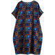 Jiandang summer large-size women's loose slim dress literary and fashionable retro short-sleeved meat-covering mid-length skirt XR686 683 geometry One-size [130-185Jin[Jin equals 0.5 kg]]