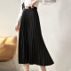 Shandubila autumn and winter elastic waist A-line skirt mid-length pleated skirt black S