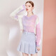 [Same style in shopping mall] Tangli autumn new pink and purple loose pullover hollow mohair sweater for women pink and purple S