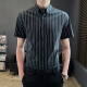 Nanjiren short-sleeved shirt men's business casual fashion striped short-sleeved summer slim half-sleeved men's shirt NJGD9090 black stripe 40