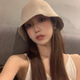 Jincheng Japanese face-covering knitted milk silk breathable dome fisherman hat autumn and winter foldable soft sunbasin hat MZ613 Mocha color M(56-58cm)