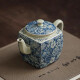 Clay Story Old Pottery Clay Teapot Ceramic Blue and White Teapot Retro Household Kung Fu Tea Set Accessories Open Piece Teapot Filter Single Pot Old Pottery Clay Blue and White-Yuanding Cup