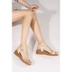
Red Dragonfly Sandals Female Fairy Style New Summer Shoes with Skirt Students' Versatile Wedge Sandals Women's Shoes WTK9194 Beige 36