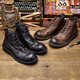Lingbu Big Head Martin Boots Männer echte Leder Retro Männer Boots Männer Lederschuhe High Top Trendy Short Stiefel Japanische Patch Arbeiten Männer schwarz 40