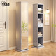 
Vansenxi solid wood dressing mirror multi-function storage cabinet integrated floor-standing mirror bedroom home fitting mirror rotatable full-body mirror walnut color