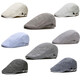 Kingtrip Beret Men's British Cotton и льняная шляпа Tide Spring и лето Тонкая простая повседневная передняя шляпа Универсальная бейсболка сетка белый размер одиночного размера