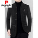 皮尔卡丹（pierre cardin）男装呢夹克秋冬新款立领外套爸爸装加绒加厚上衣 黑色6211FL M 170