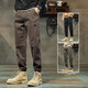 JEANSWEST casual pants for men 2025 spring and autumn new elastic waist tying loose sport nine-part trousers summer men 689 dark gray regular 2XL 150-165Jin [Jin equals 0.5 kg]