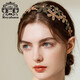 Royal sasa Korean hair accessories non-slip rhinestone wide-brimmed hairband hairpin hairpin simple temperament headband women's head accessories champagne color CP