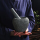 Handmade retro bluestone mortar, garlic pounder, garlic masher, medicine jar, stone cup, bowl, garlic mortar, stone nest, stone pound, vintage threaded old stone mortar 16CM