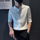
Meloban summer ice silk short 7-quarter sleeve shirt men's trendy brand handsome men's clothing shirt Korean style slim 7-quarter sleeve shirt white L