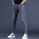 KuRenTou (KuRenTou) 2023 Spring and Autumn New Men's Trendy Smoke Gray Crispy Clipper Jeans Slim-fitting Small-footed Trendy Brand Casual Pants Trendy 1049 Gray 28