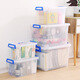 Thickened transparent storage box plastic size car household finishing box clothes toy multi-function storage box transparent [new upgraded model] Medium size: length 34 width 23 height 19 cm