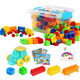 Aiful children's plastic baby building blocks assembled and inserted intellectual toys for boys and girls 3-6 years old Children's Day gift classic color 205 large particles storage box
