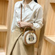 
ESDS Hong Kong genuine leather bag women's bag 2025 new light luxury high-end owl cartoon small round bag retro shoulder bag off white (counter gift box set)