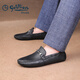 Goldlion Bean Shoes Men's Shoes Autumn Business Casual Shoes Deer Leather Shoes Soft Slip-on Driving Loafers Black 40