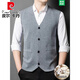 Pierre Cardin autumn and winter wool knitted suit cardigan vest pure wool open vest men's thin daddy wear D021 light gray 180/XXL recommended 155-175Jin Jin equals 0.5 kg