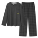 Men's pajamas for men in spring, autumn and winter, long-sleeved casual loose plus fat plus large size simple round neck to wear home clothes outside YEX9906 2XL (recommended 150-175 Jin [Jin equals 0.5 kg]) All size