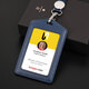 Hengse Working Card Certificate Card Case and Badge Customized Horizontal Version Genuine Leather Industrial Brand Label Label Label Label Label Access Card Certificate Set L702 Black + Lanyard (Double-sided Transparent)
