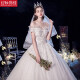 Red Decoration Jia 2023 New Main Wedding Dress Bride Forest Starry Sky Heavy Industry Luxurious One Shoulder Wedding Dress with Large Trailing [Fungic Neck Collar] Floor-length S